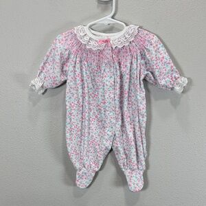 Vintage Carter's Pink and White Floral Footie